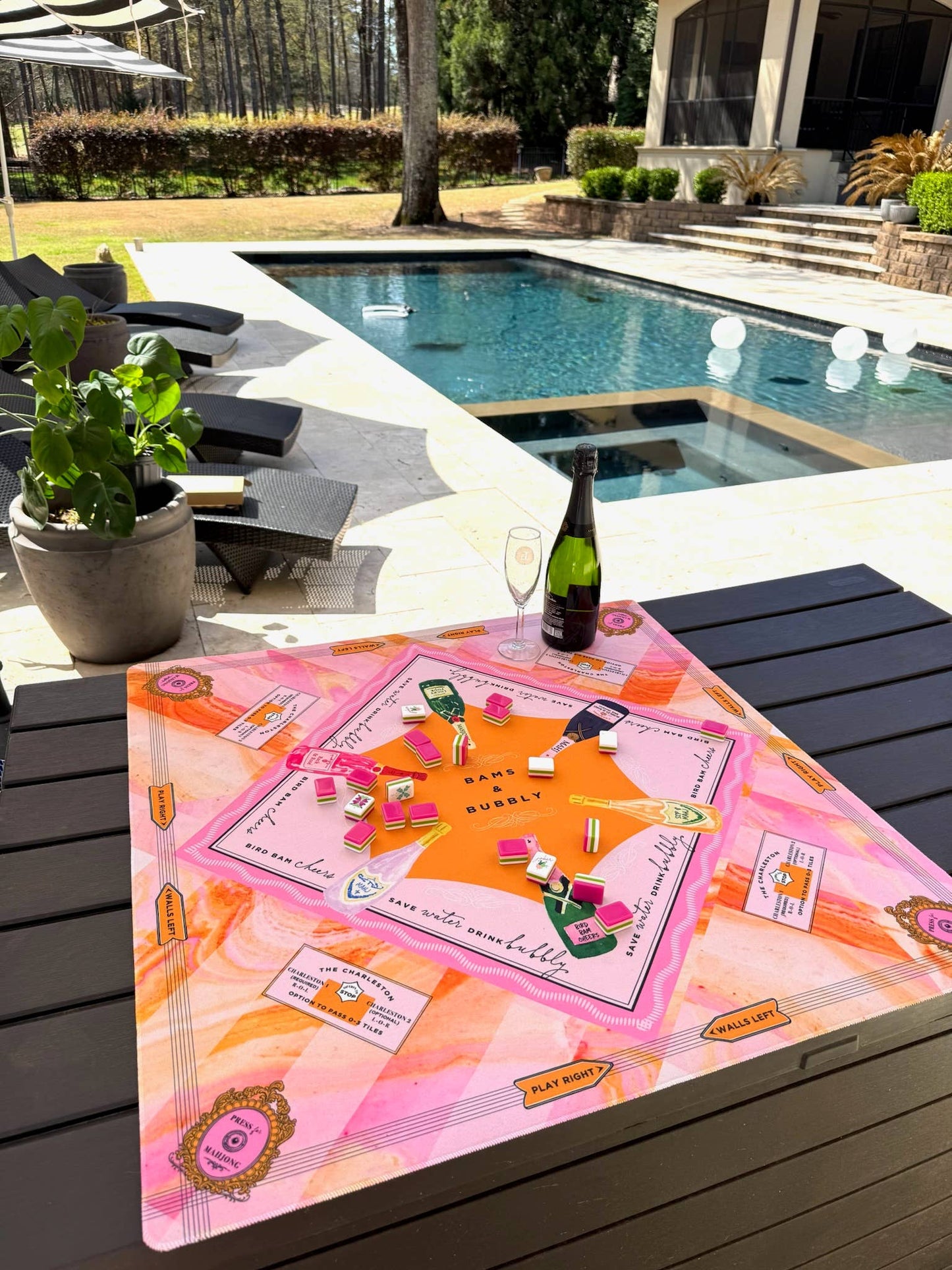 Bams & Bubbly Mahjong Mat | The Champagne & Mahj Travel Size