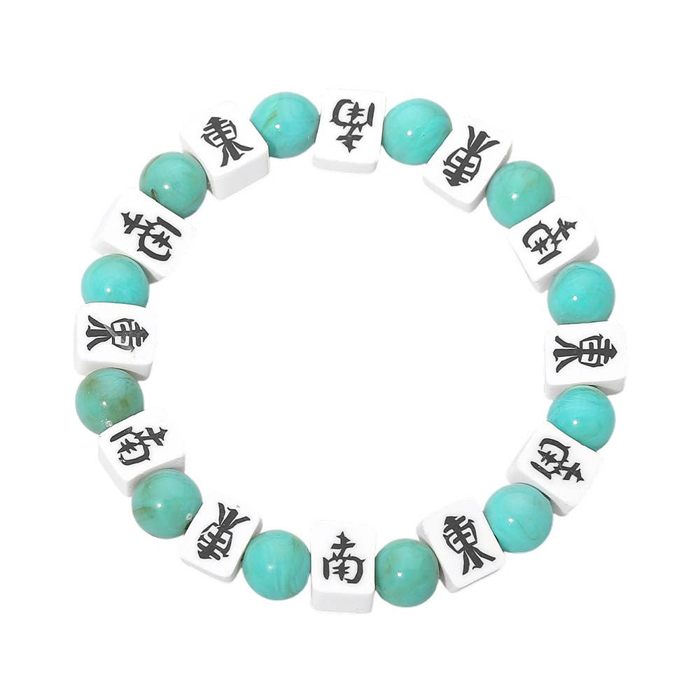 Mahjong Tile Beaded Stretch Bracelet