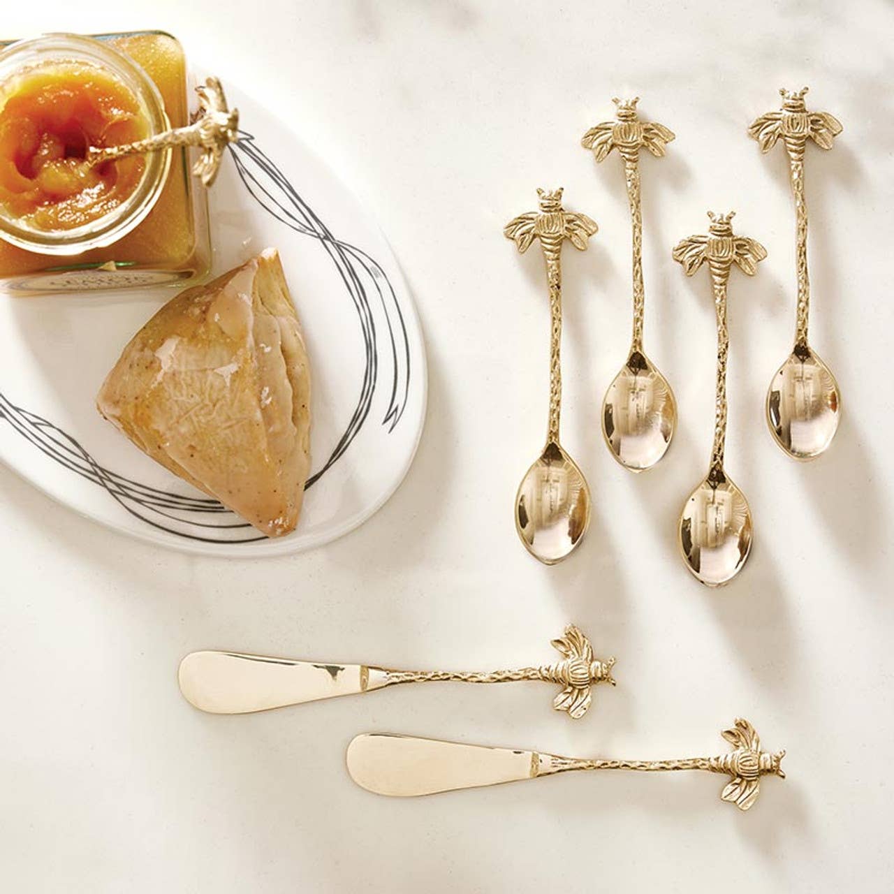 Gold Bee Spoons - Set of 4