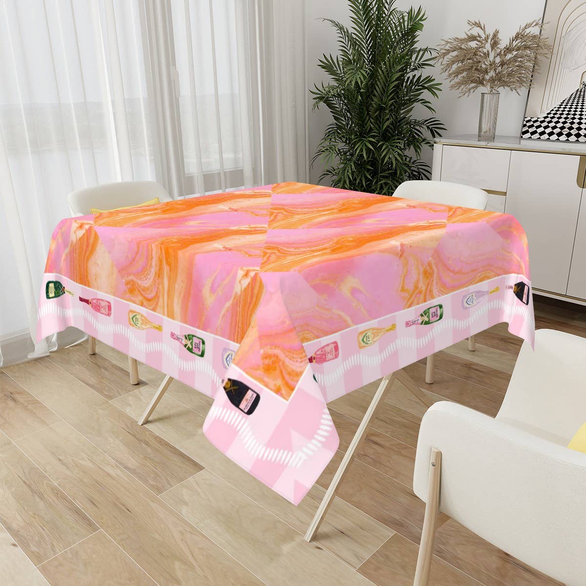 Champagne & Mahj Collection Tablecloth – 'Poppin’ Bottles'