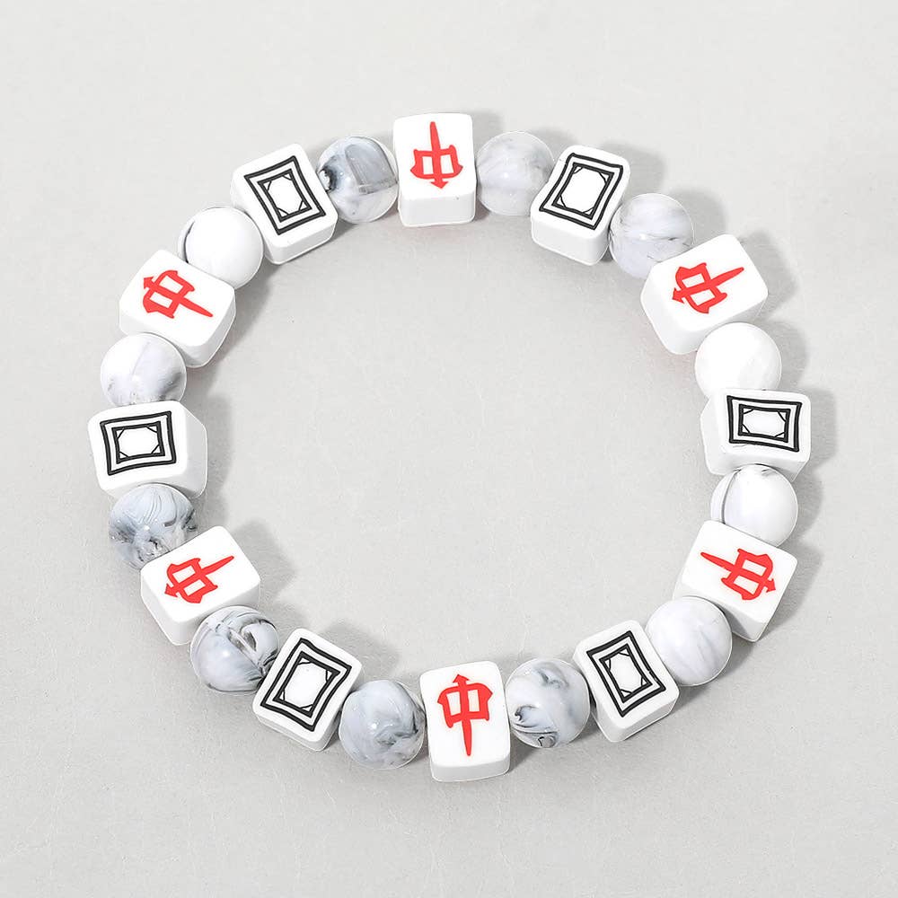 Mahjong Tile Beaded Stretch Bracelet