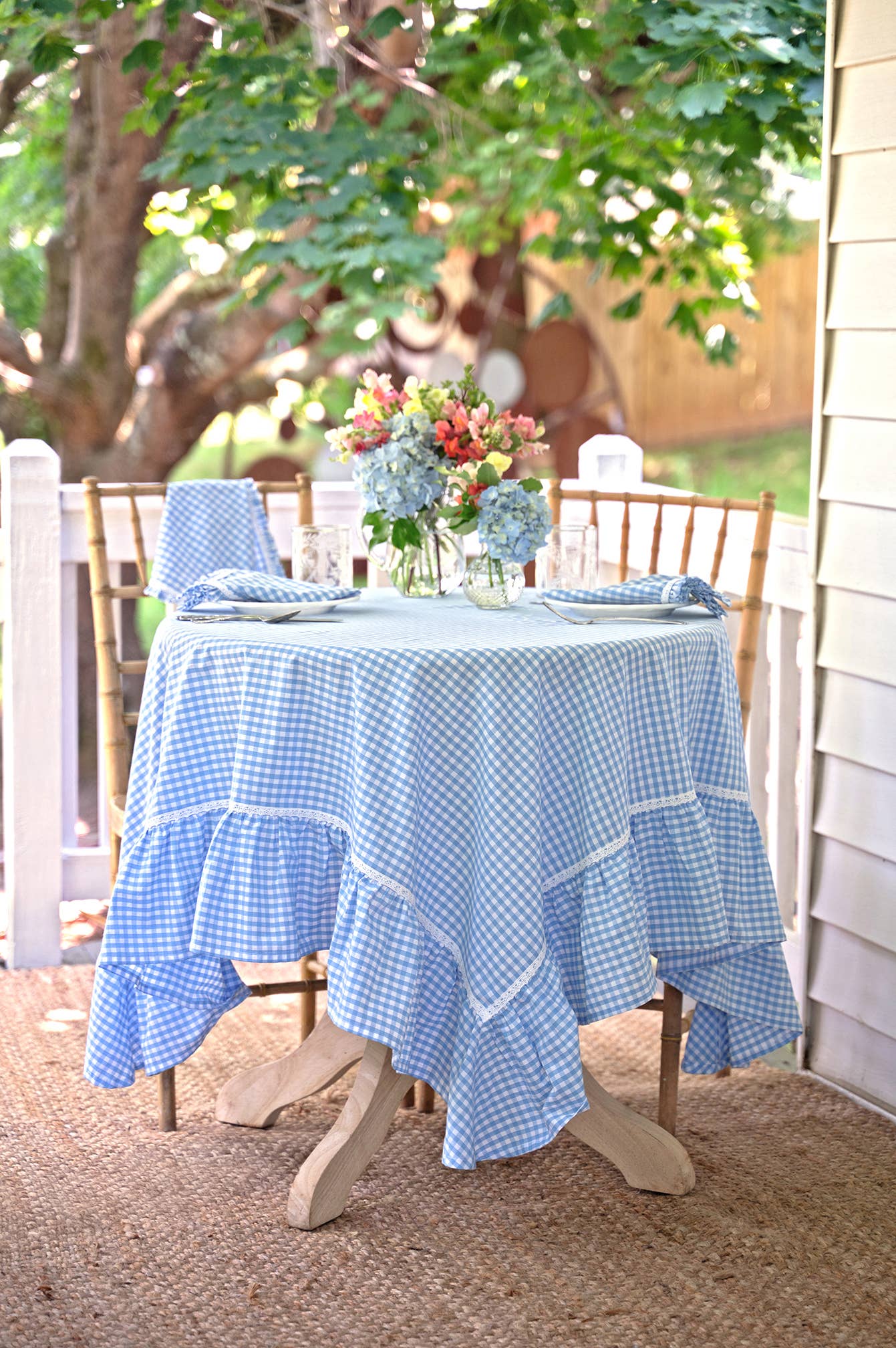 Cottage Gingham Tablecloth - Blue