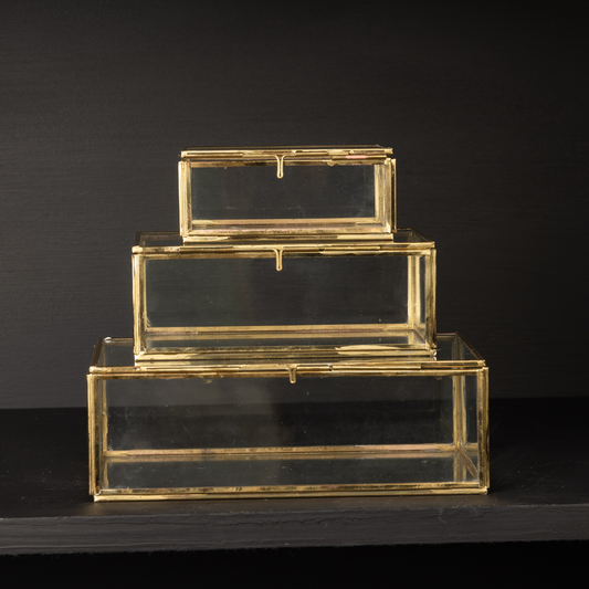 Gilded Edge Glass Box (Set/3) | Vintage Glam Decor
