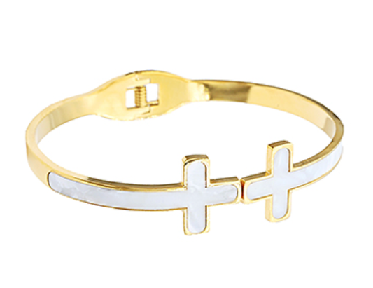Mother of Pearl Cross Bracelet