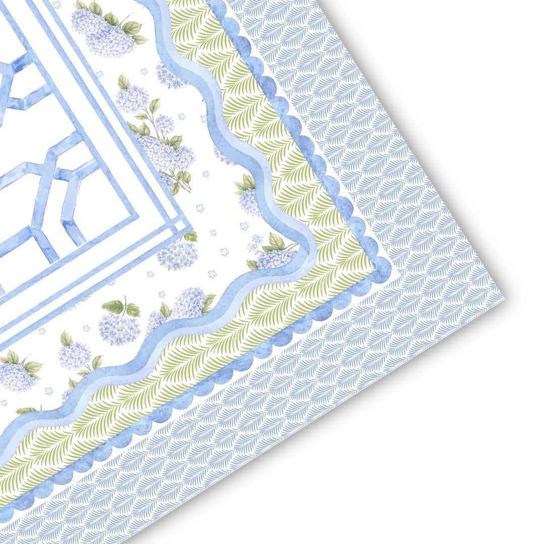 The House of Hydrangea Mahjong Mat | Blue Floral