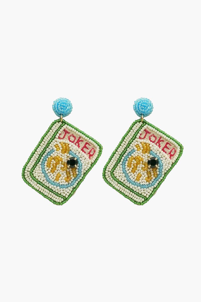 Mahjong Joker Beaded Earrings