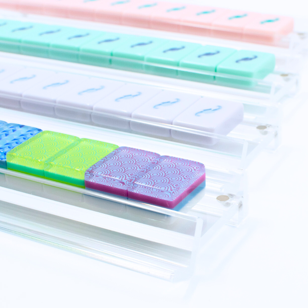MFM MAHJONG RACKS | Premium Acrylic | 4 Racks + 4 Pushers