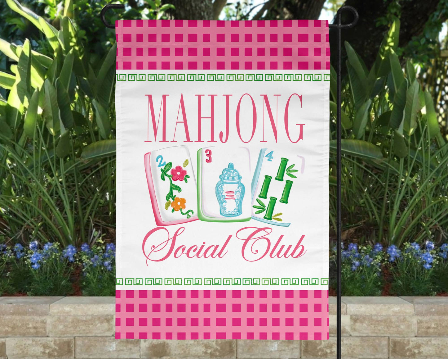 Mahjong Mahj Social Club Garden White Flag Outdoor Decor