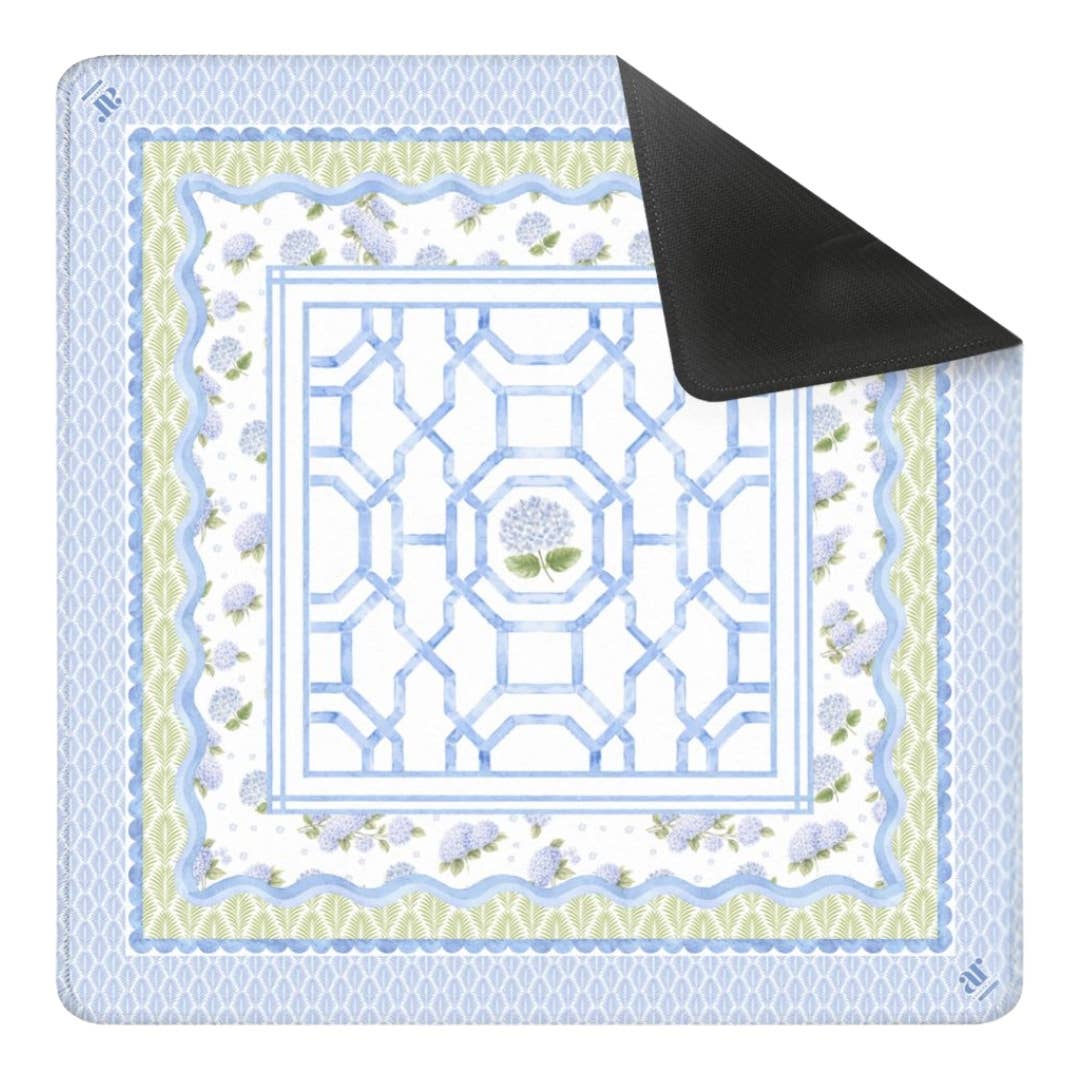 The House of Hydrangea Mahjong Mat | Blue Floral