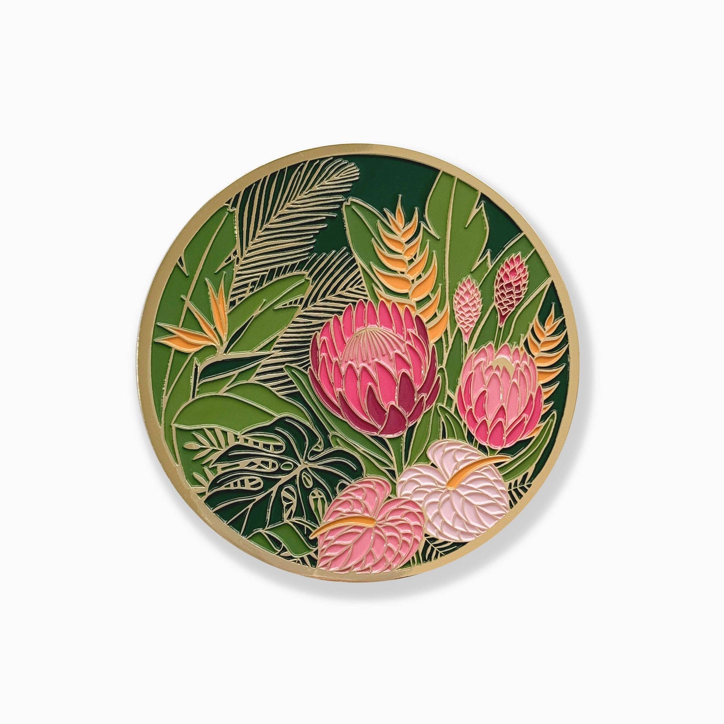 Tropical Floral Gold Drink Coasters | Summer + Garden Party