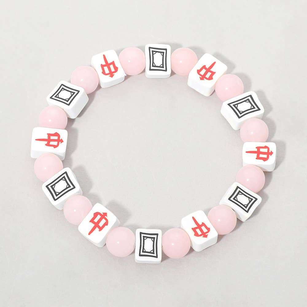 Mahjong Tile Beaded Stretch Bracelet