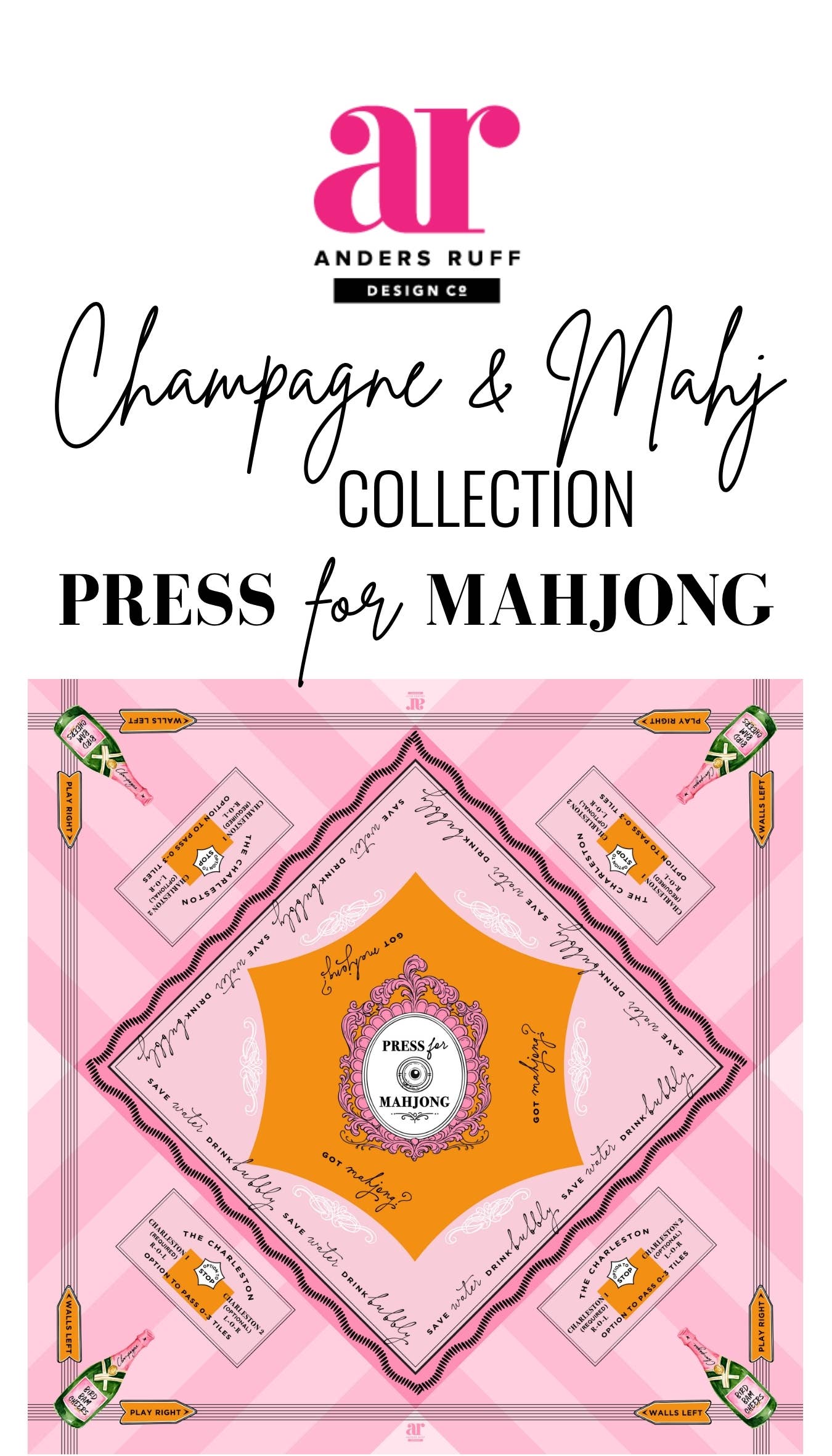 'Press for Mahjong' Mat | Champagne & Mahj Collection Travel