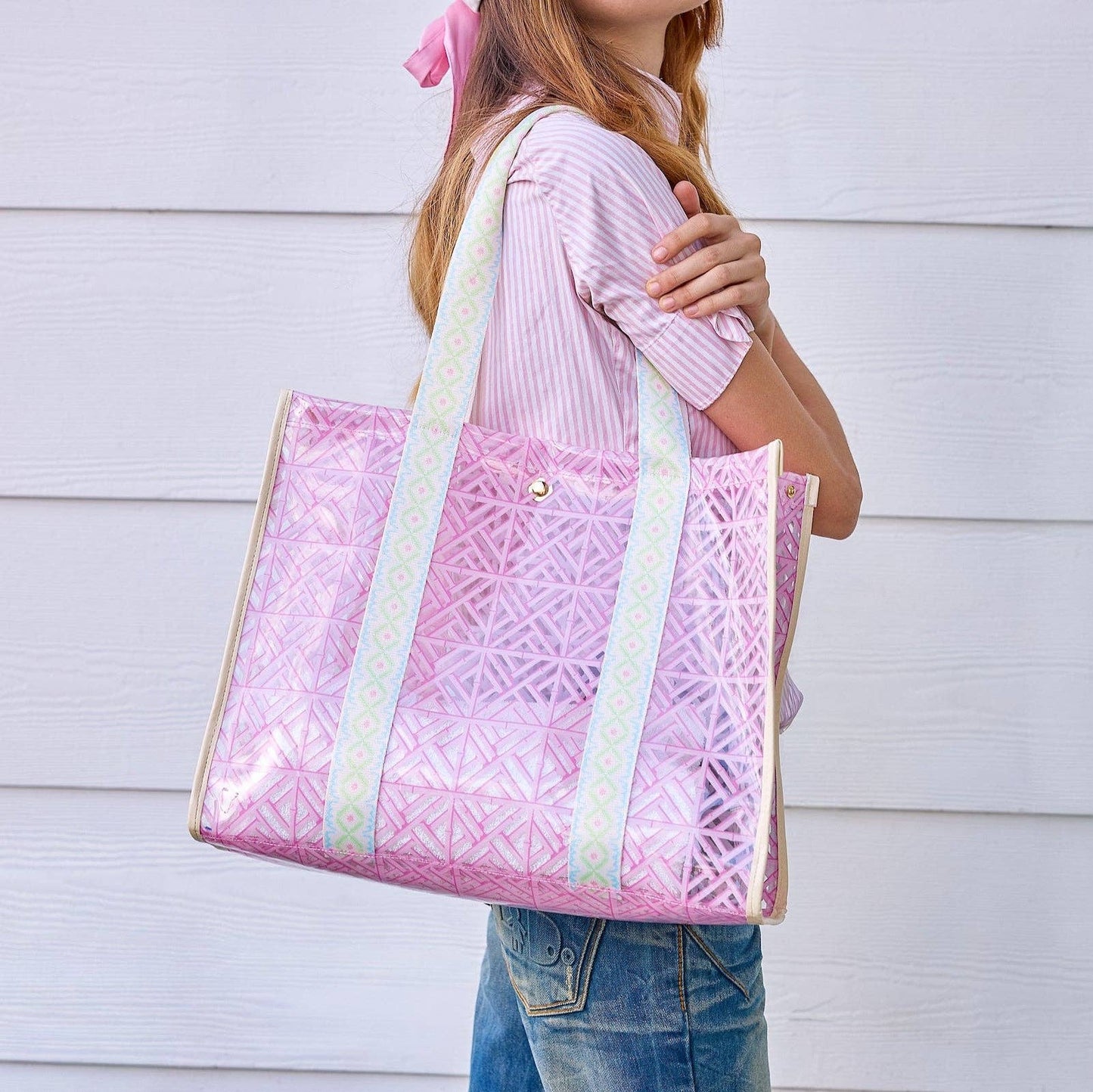 PINK TILE VINYL TOTE