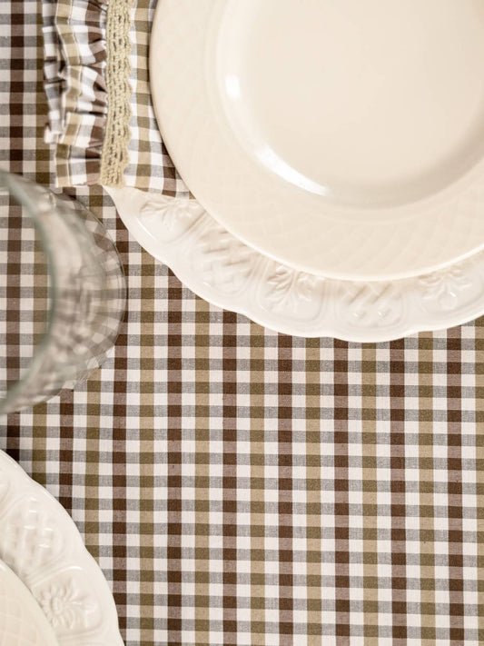 Cottage Gingham Tablecloth - Olive