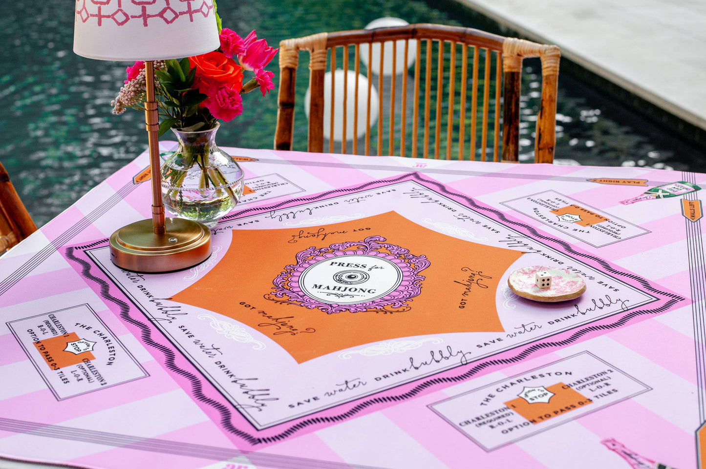 'Press for Mahjong' Mat | Champagne & Mahj Collection Travel