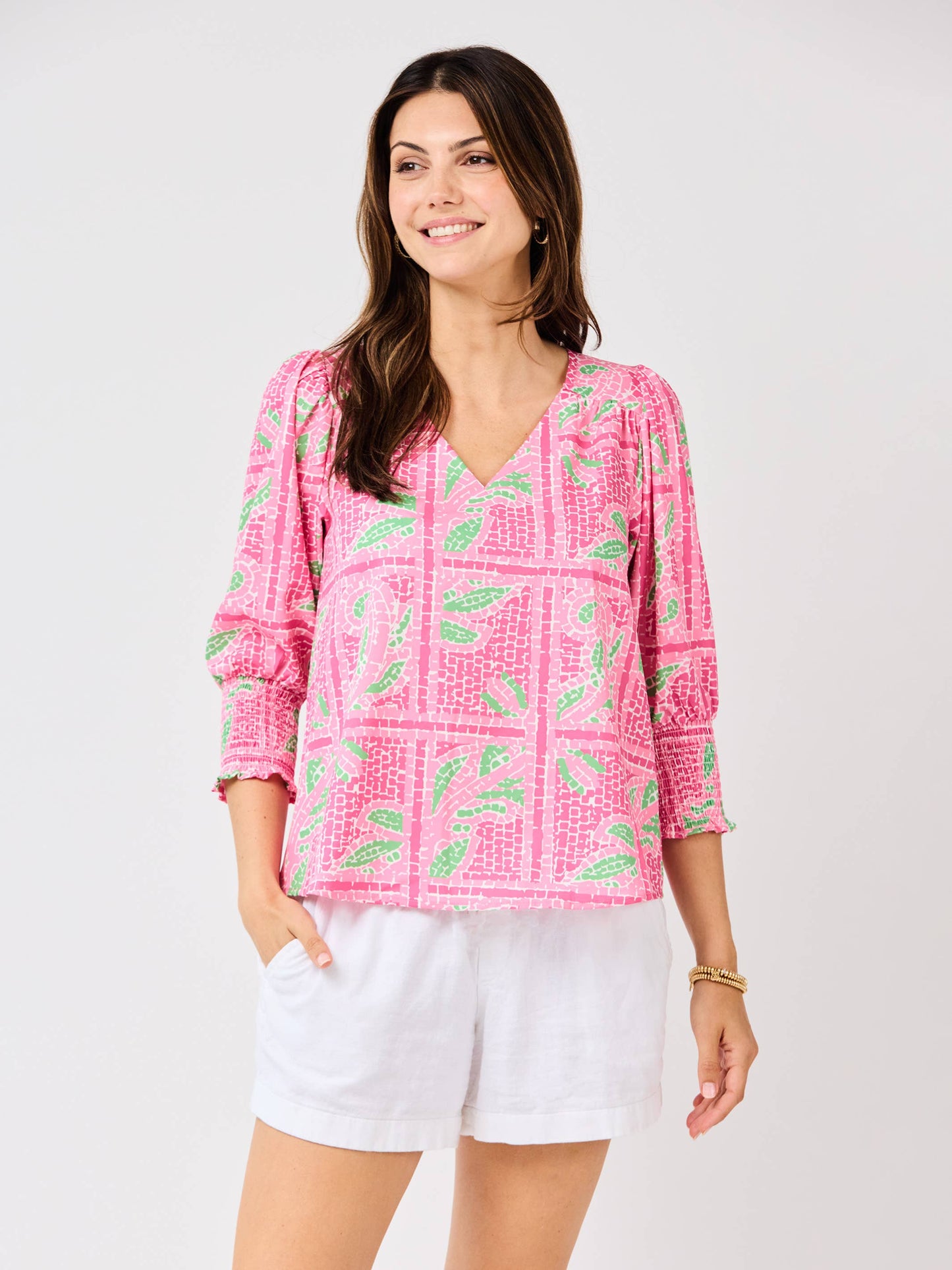 Ashlyn Top | Trellis Tiles Pink