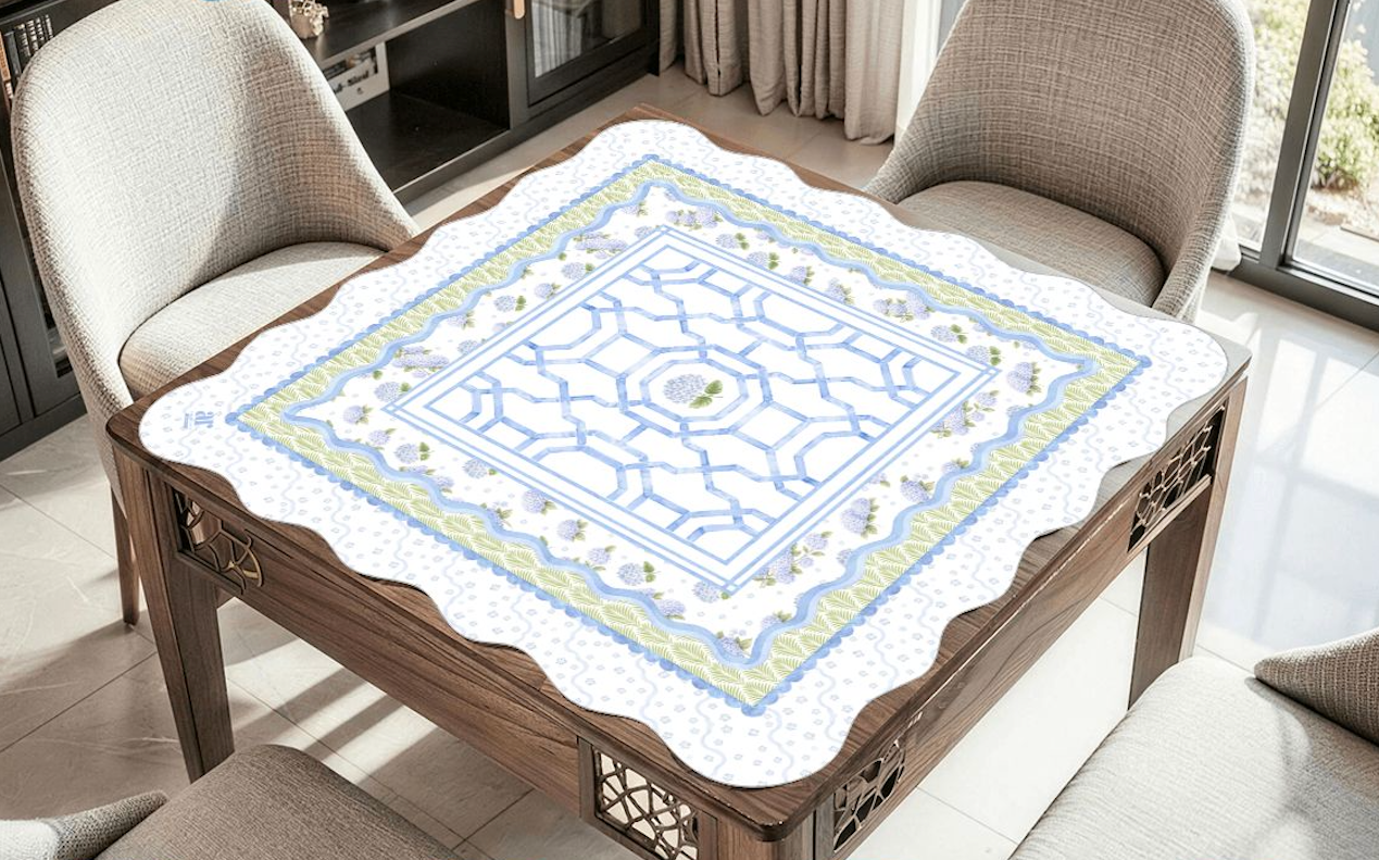 The House of Hydrangea Mahjong Mat | Blue Floral