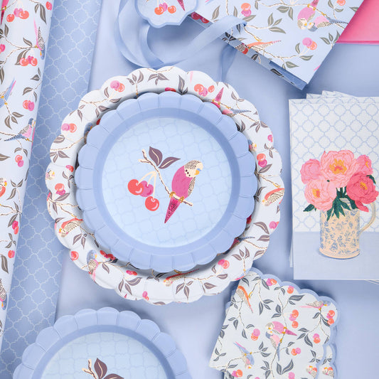 Birds in the Cherry Tree Scalloped Dessert Plates