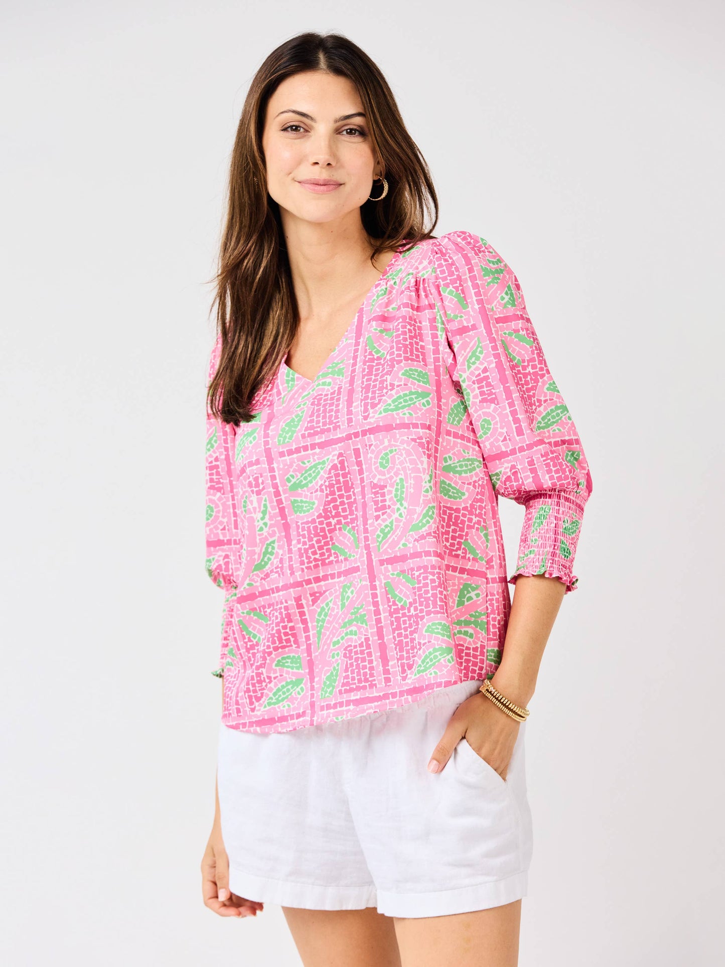 Ashlyn Top | Trellis Tiles Pink