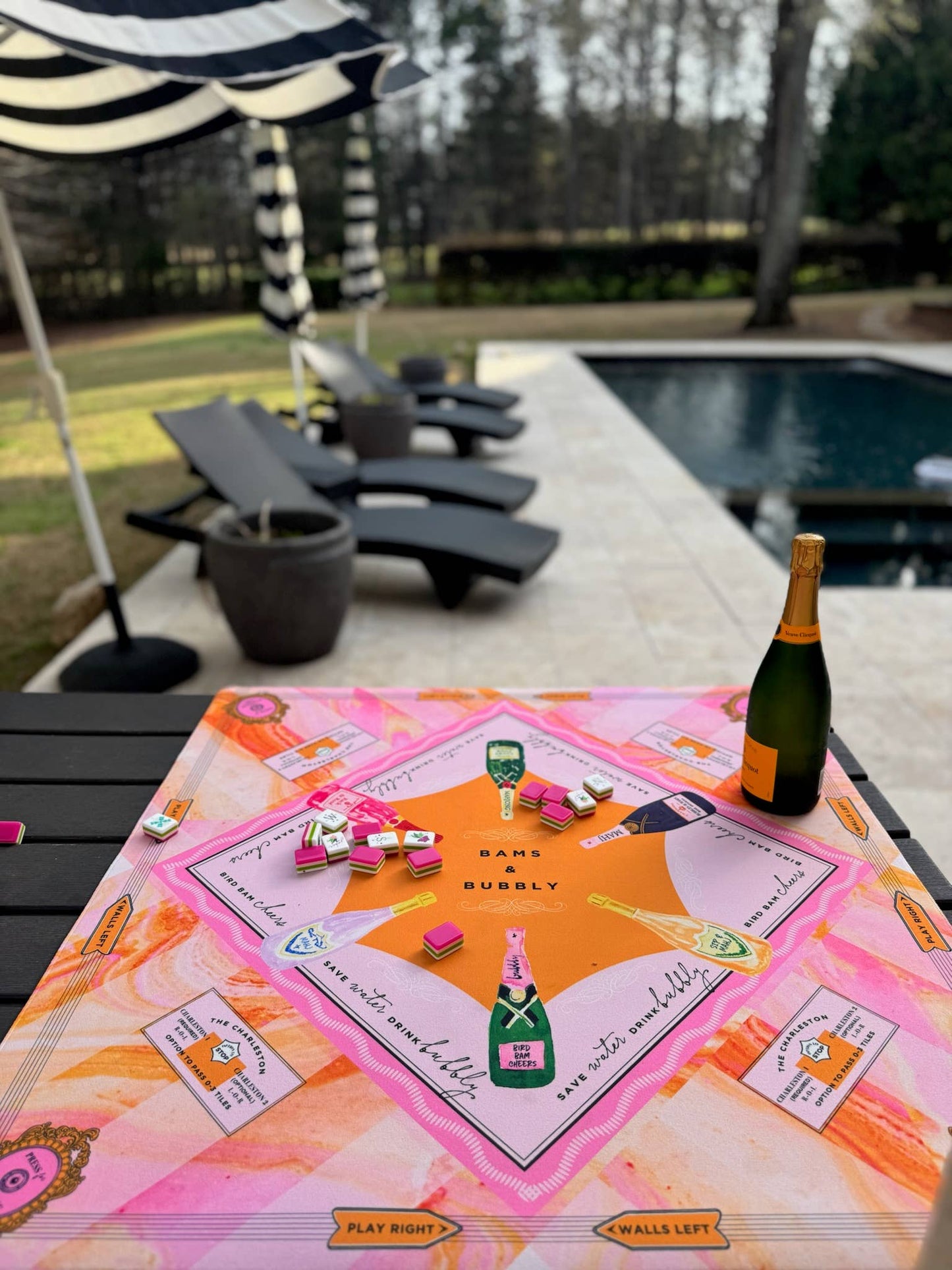 Bams & Bubbly Mahjong Mat | The Champagne & Mahj Travel Size