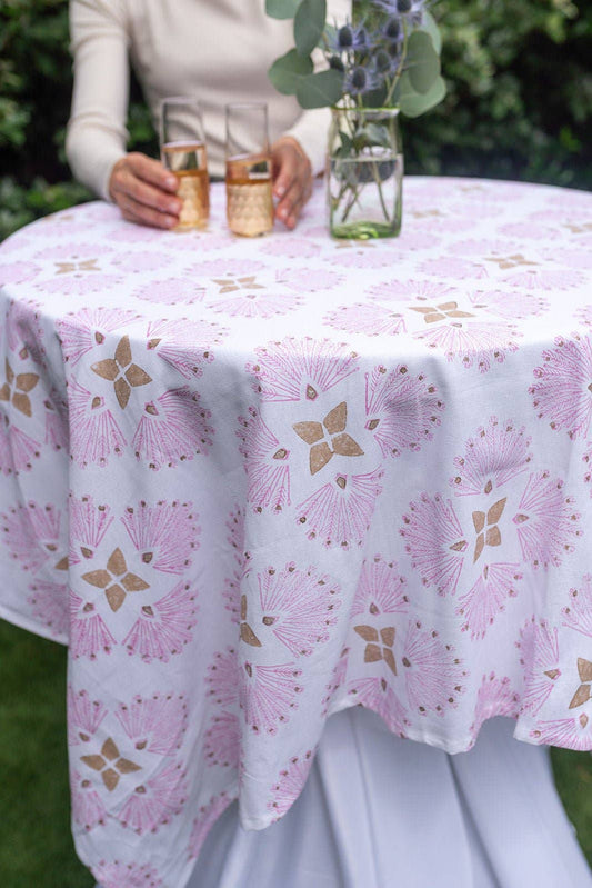 Table Throw - Peacock Paradise, Pink & Gold
