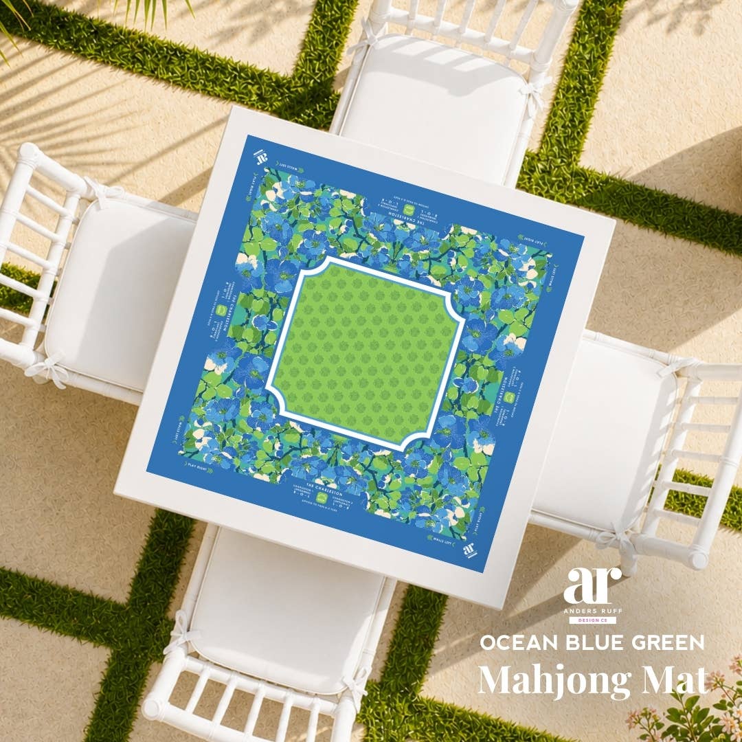 Anders Ruff Palm Beach Collection Mahjong Mat | Pink Blue Lime