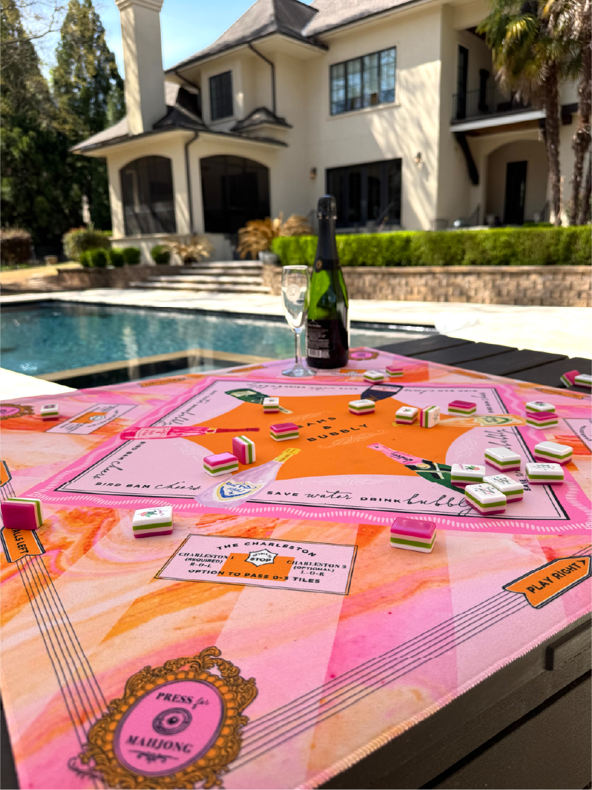 Bams & Bubbly Mahjong Mat | The Champagne & Mahj Travel Size