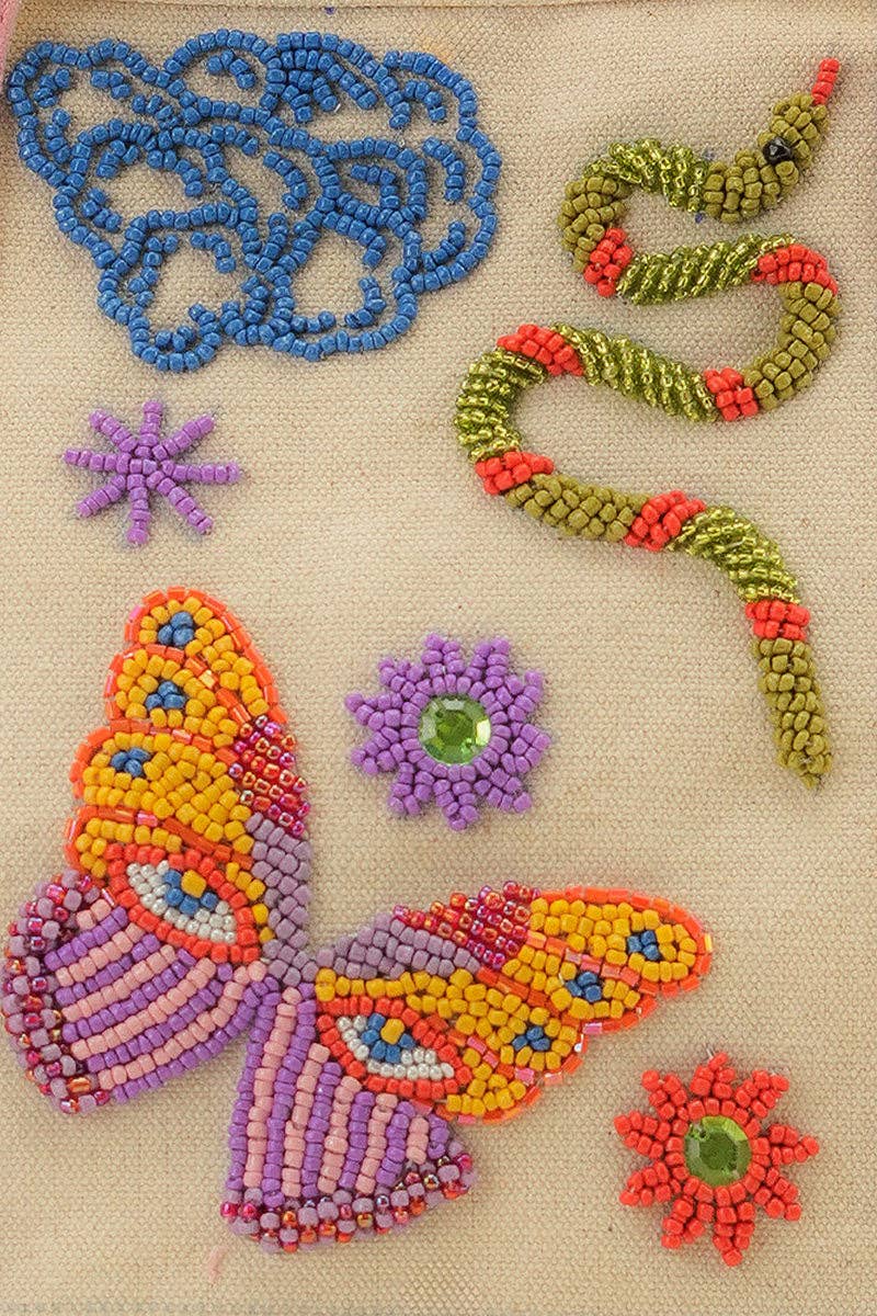 Whimsical Butterfly Beaded Small Boat Tote