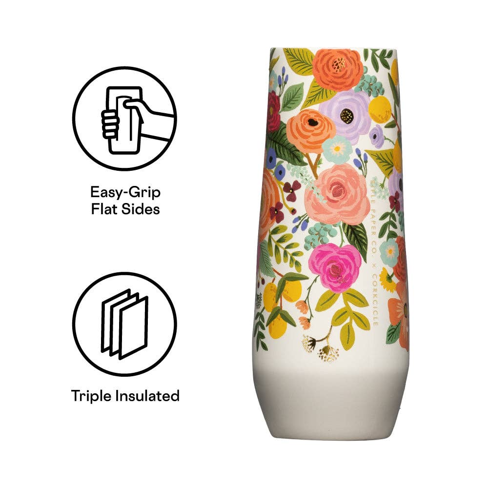 Stemless Flute - 7oz Rifle Paper - Garden Party Cream