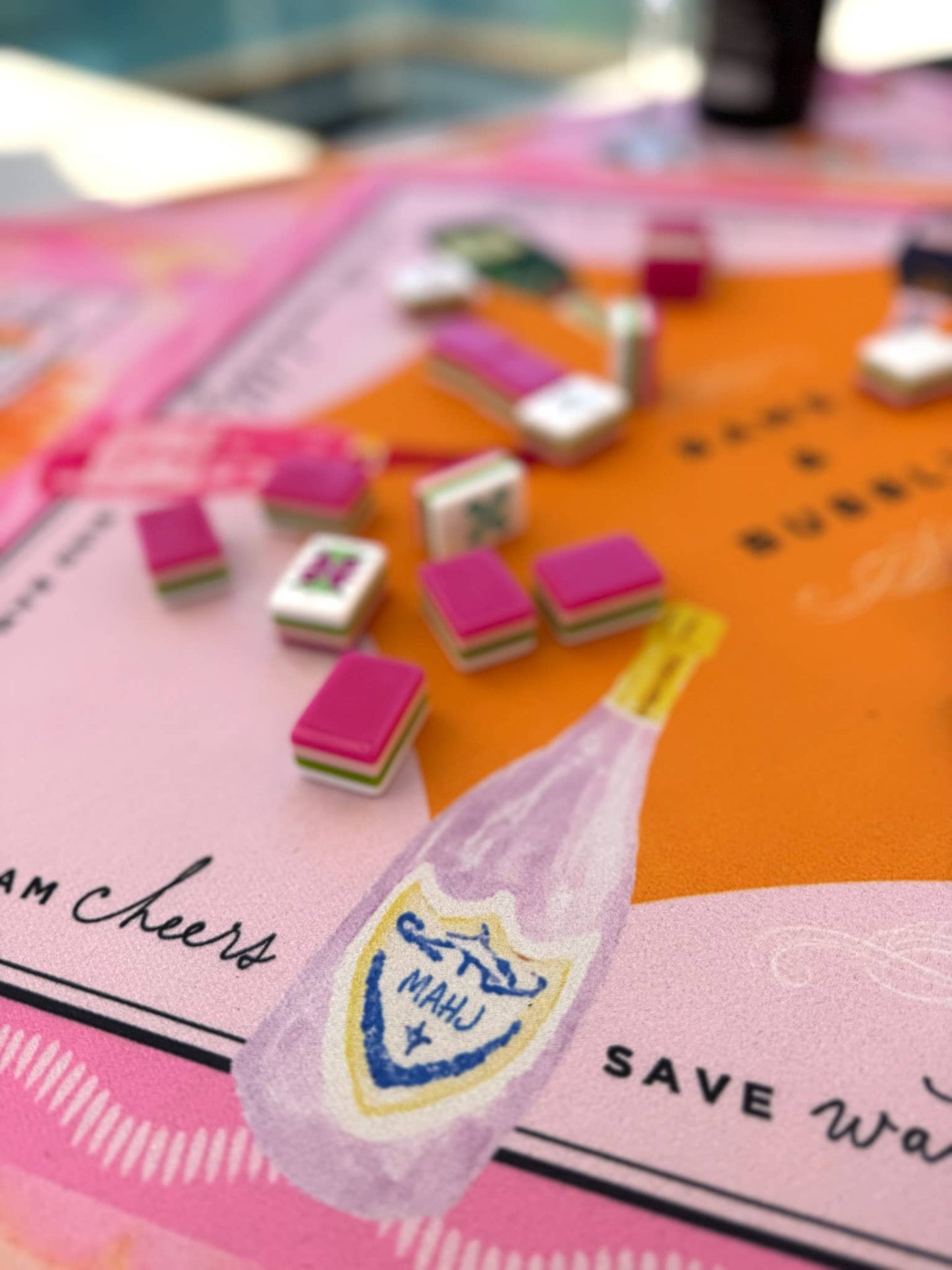 Anders Ruff Bams & Bubbly Mahjong Mat | Champagne & Mahj
