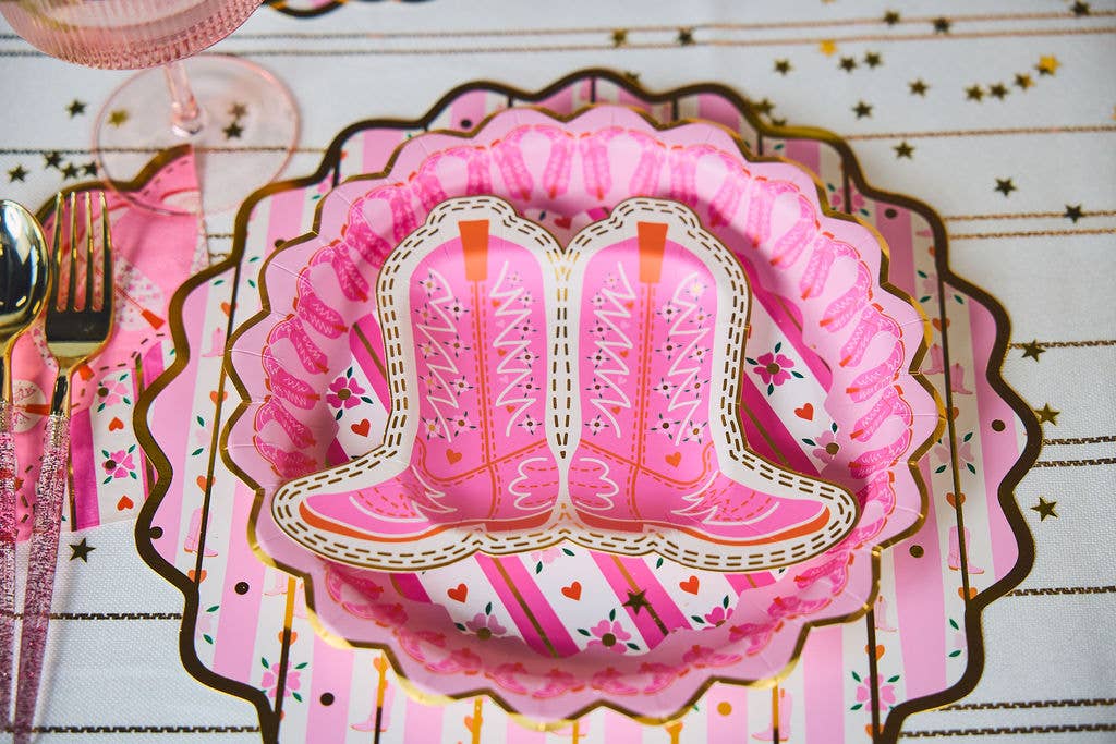 Boot Scoot Blooms Cowboy Boot Dessert Plates (10 ct)