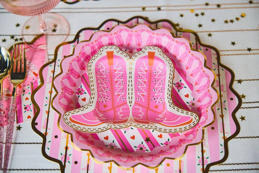Boot Scoot Blooms Cowboy Boot Dessert Plates (10 ct)