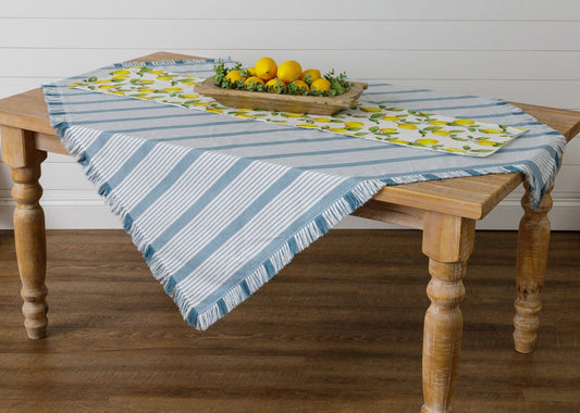 Blue Grain Sack Stripe Tablecloth (PC) | SALE | Tabletop