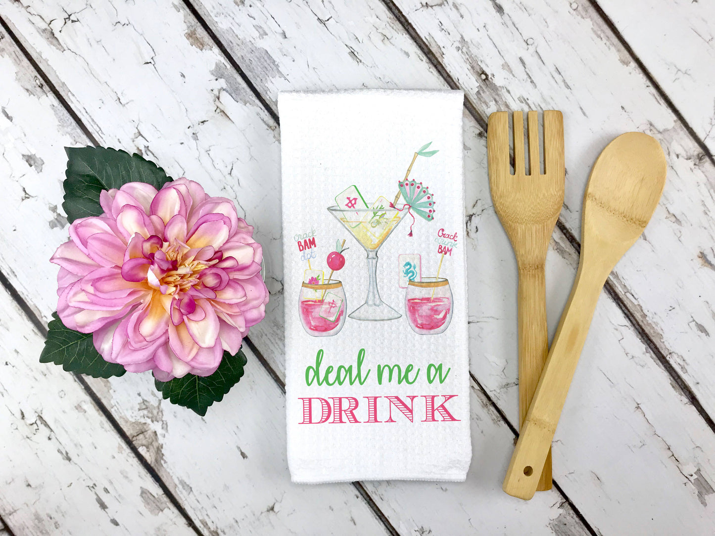 Mahj Mahjong Towel Drink Cocktail Tile Game Decor Hostess