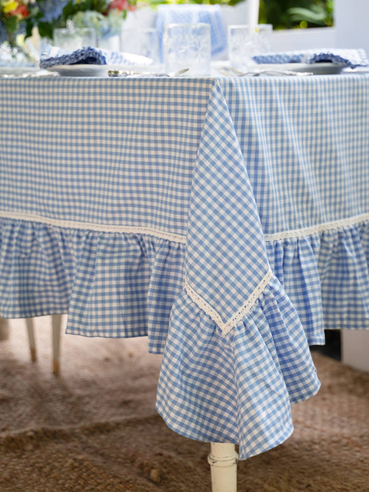 Cottage Gingham Tablecloth - Blue