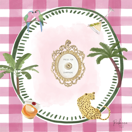Rebecca Illustrated Mahjong Mat Pink Gingham