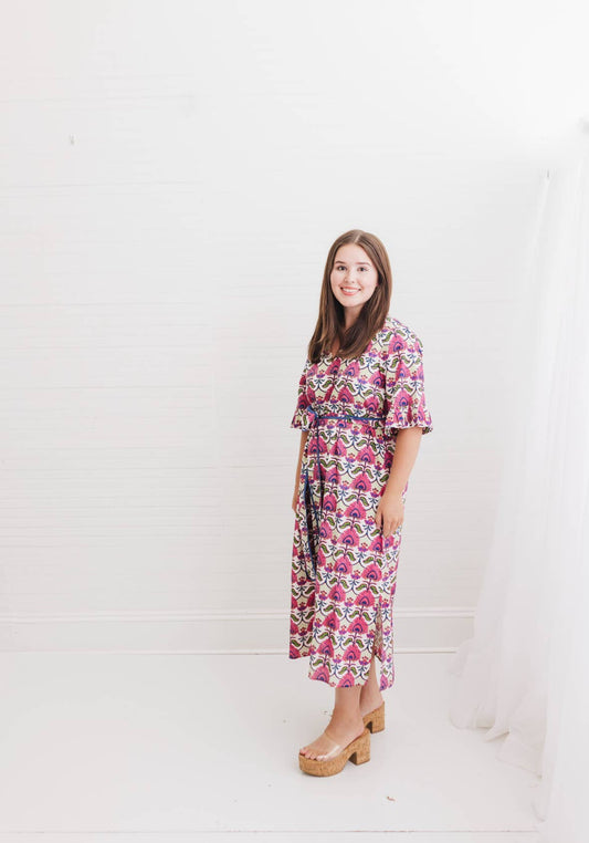 Resort Floral Block Print Maxi Caftan | Primrose Chapel