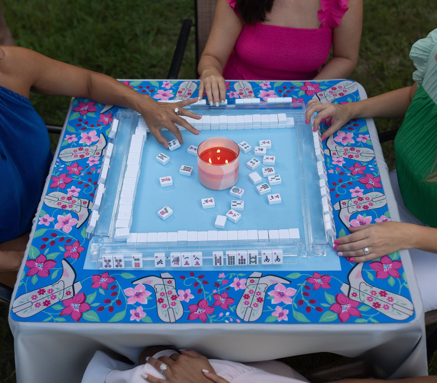 Hutch & Nook Mahjong Mat - Blue Cowboy Boot