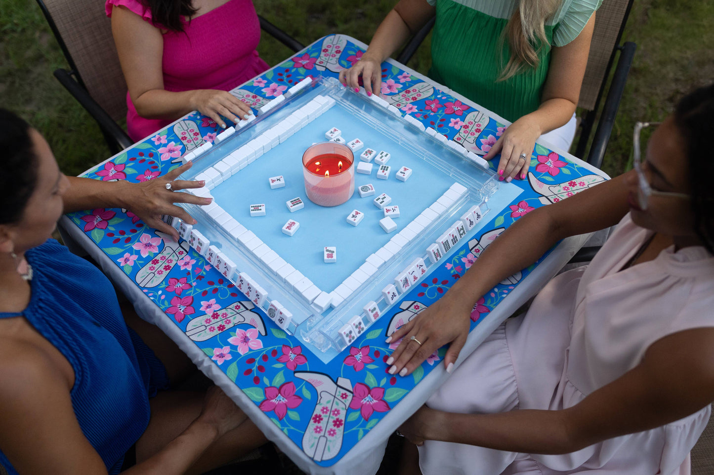 Hutch & Nook Mahjong Mat - Blue Cowboy Boot