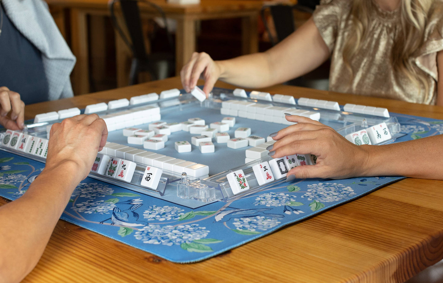Hutch & Nook Mahjong Mat - Blue & White Bird