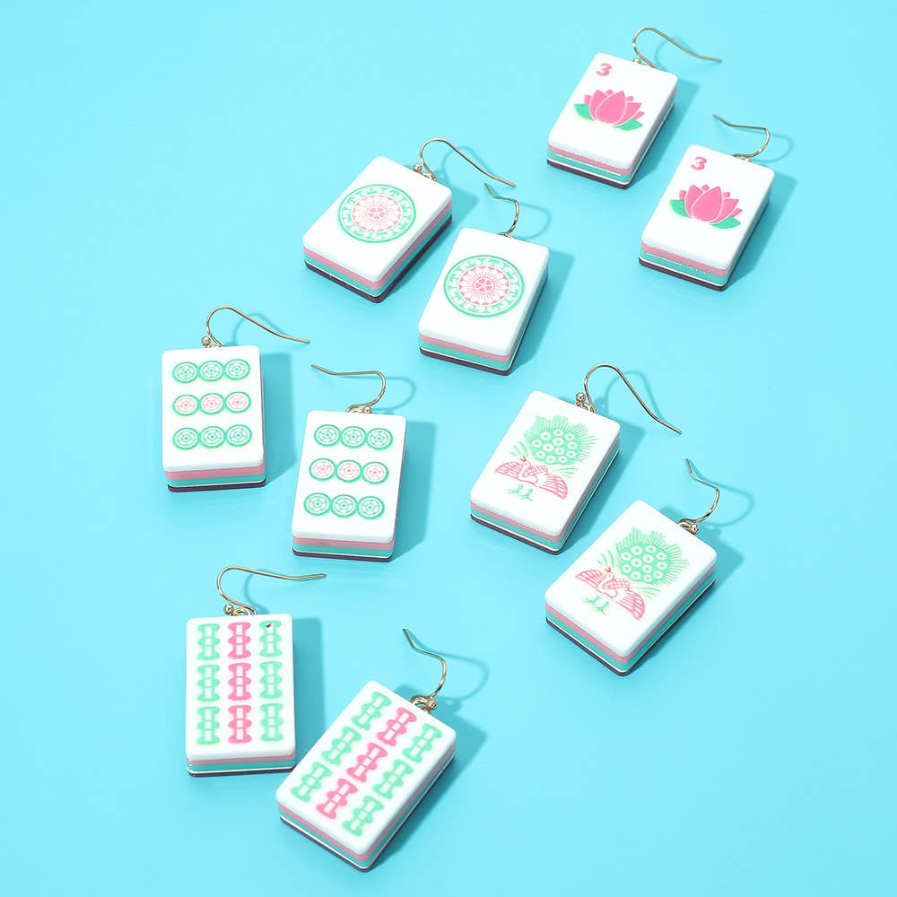 Mahjong Tile Drop Earrings
