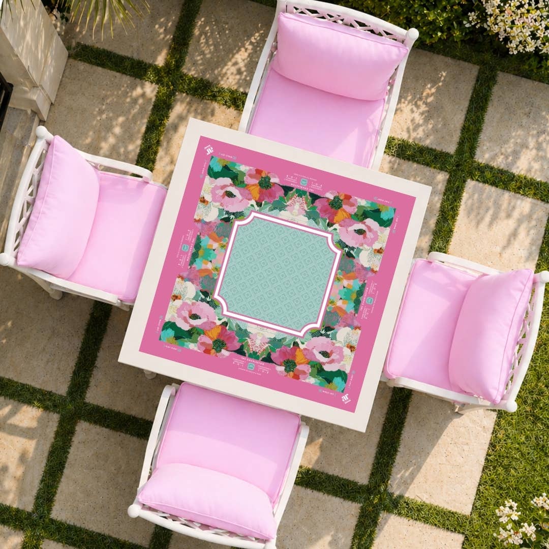 Anders Ruff Flora Belle Mahjong Mat | Pink & Aqua Floral