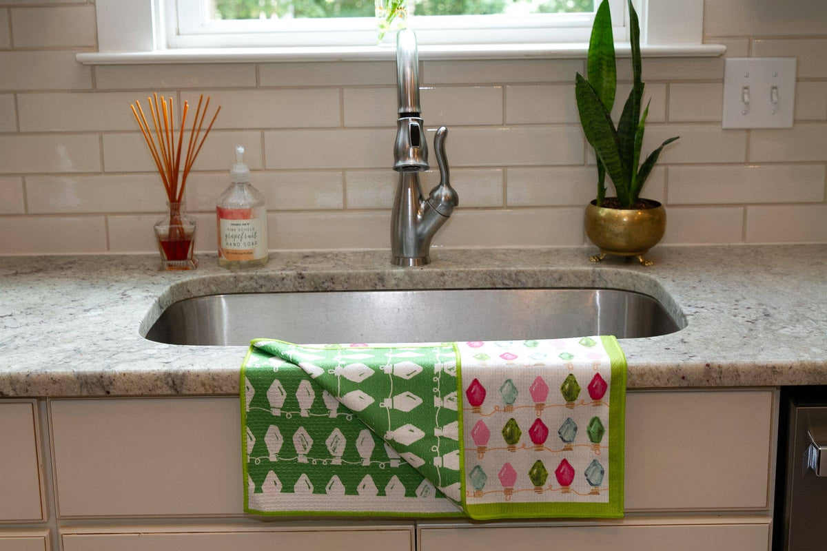 Double Sided Holiday Lights Tea Towel