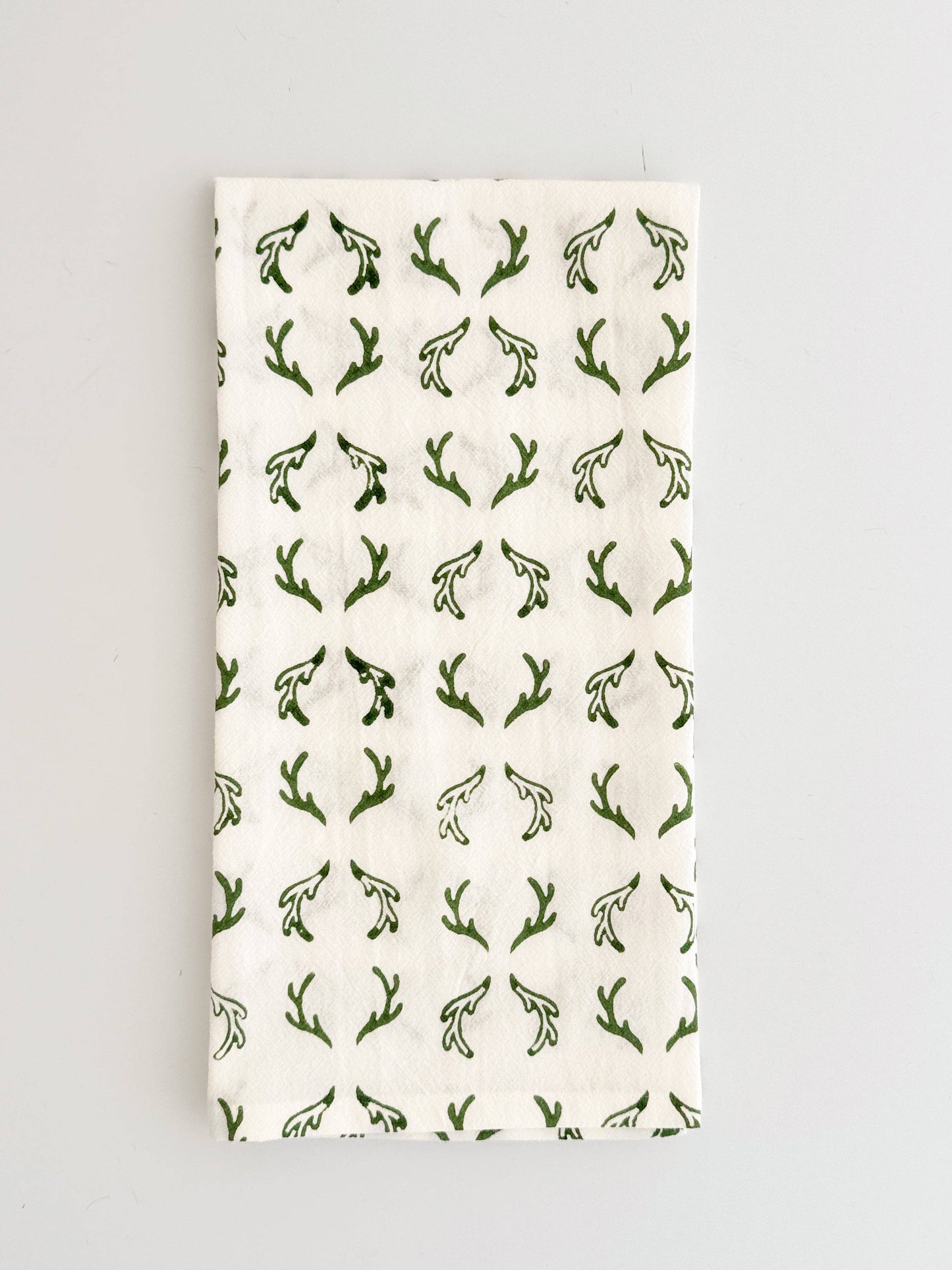 Tea Towel (Ivory) - Antlers, Sage