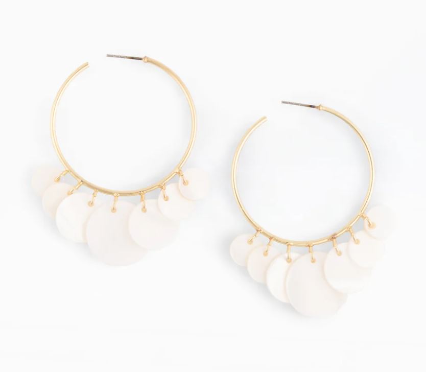 MM Cove White Hoop Earrings