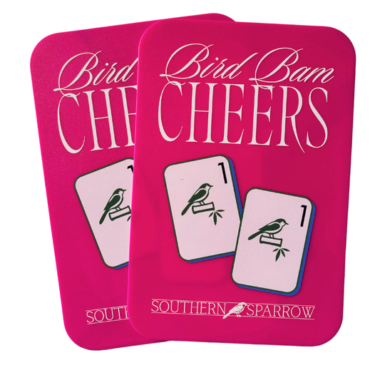MAHJONG TILE SHUFFLER SET - BIRD BAM CHEERS IN PINK