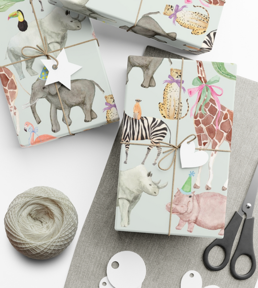 Watercolor Party Animal Gift Wrap
