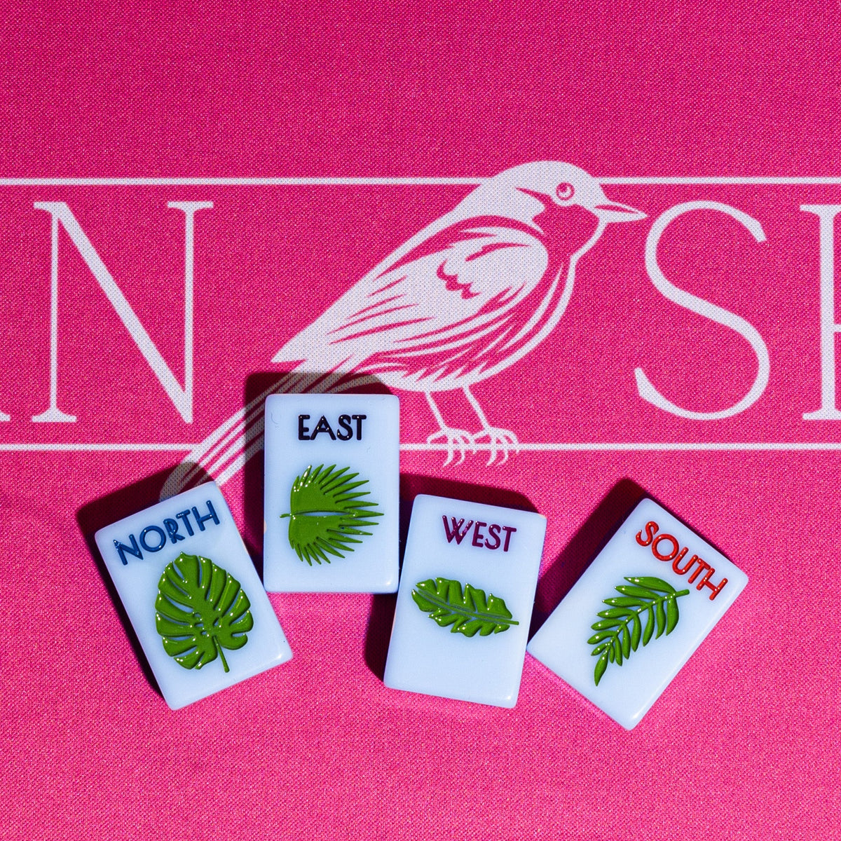 MAHJONG GAME MAT: LOGO IN PEONY PINK