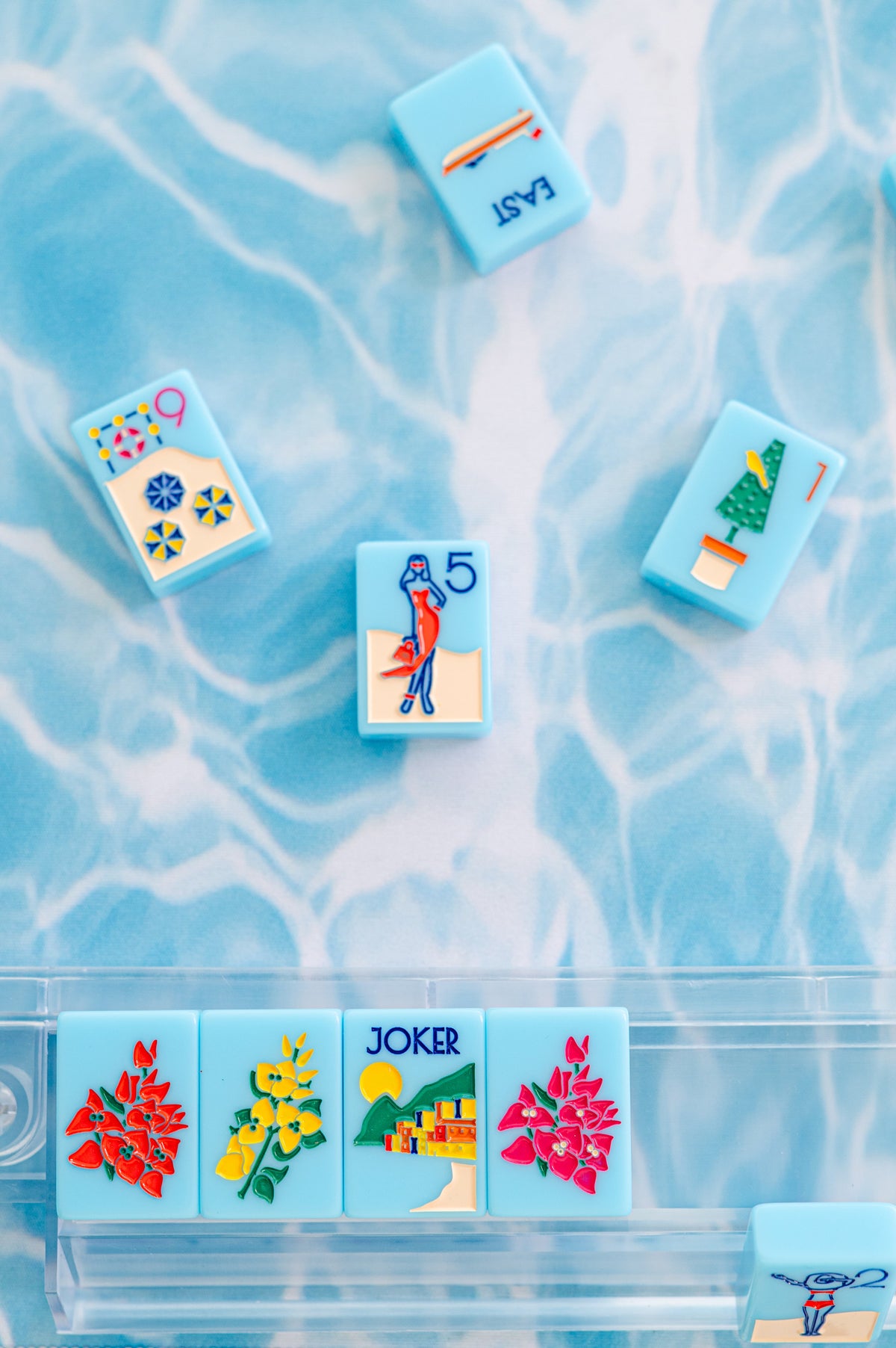 MAHJONG GAME MAT: POOL IN AQUA