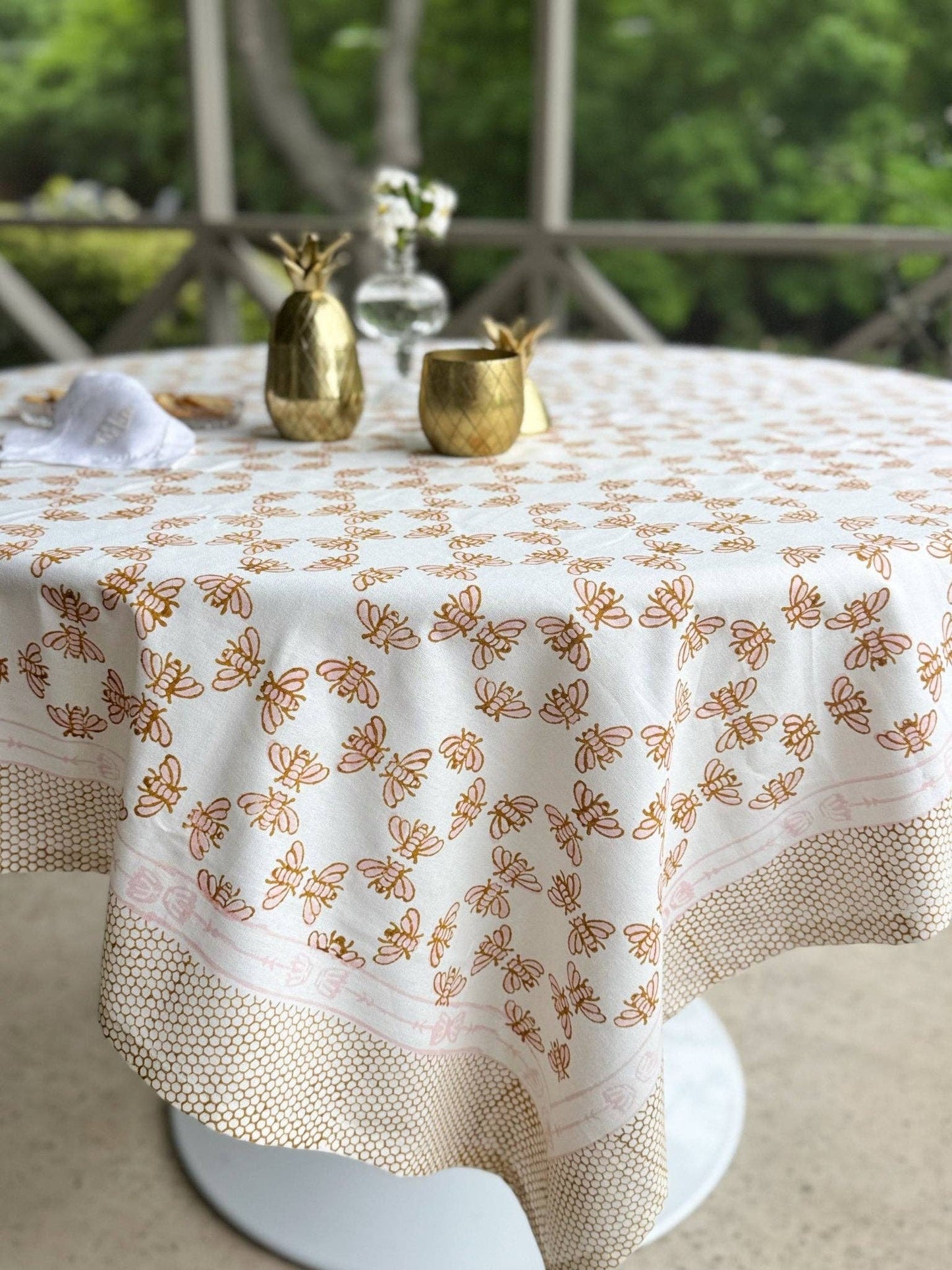 Table Throw - Honeybee - Rose & Mustard